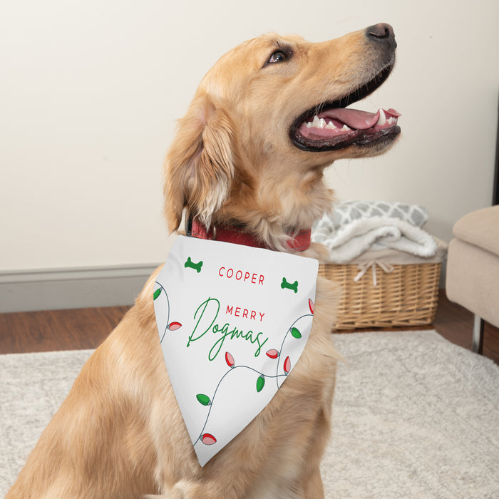 Personalized "Merry Dogmas" Dog Bandana