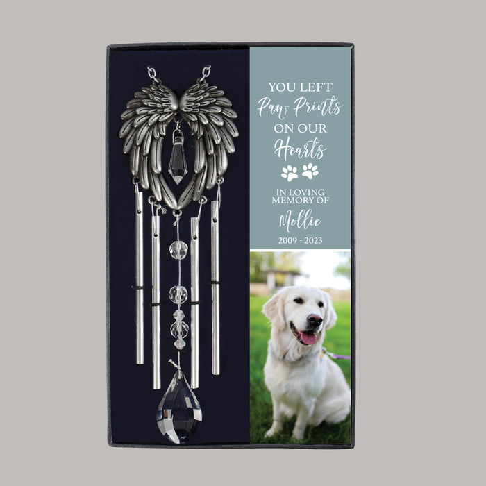 Personalized “Paw Prints on Heart” Dog Memorial Gift Box Wind Chime