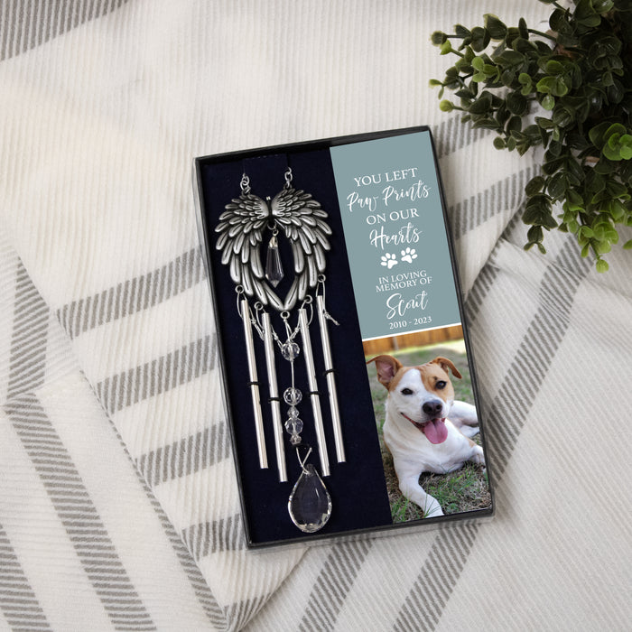 Personalized “Paw Prints on Heart” Dog Memorial Gift Box Wind Chime