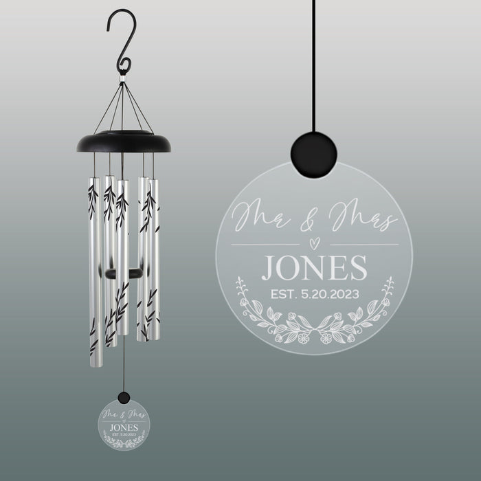 Personalized Last Name Wedding Solar Wind Chime