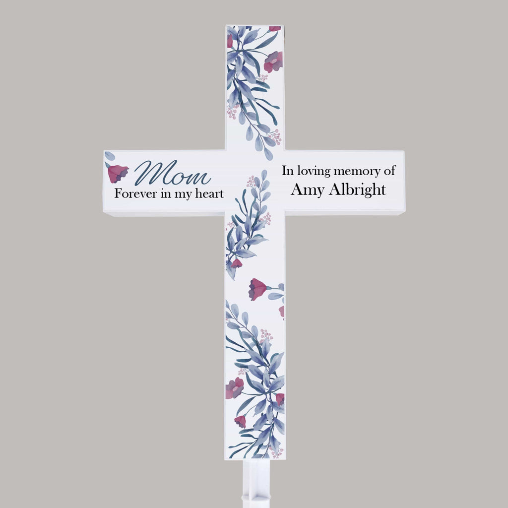 Personalized Mom Memorial Solar Garden Stake Cross — 28 Collective