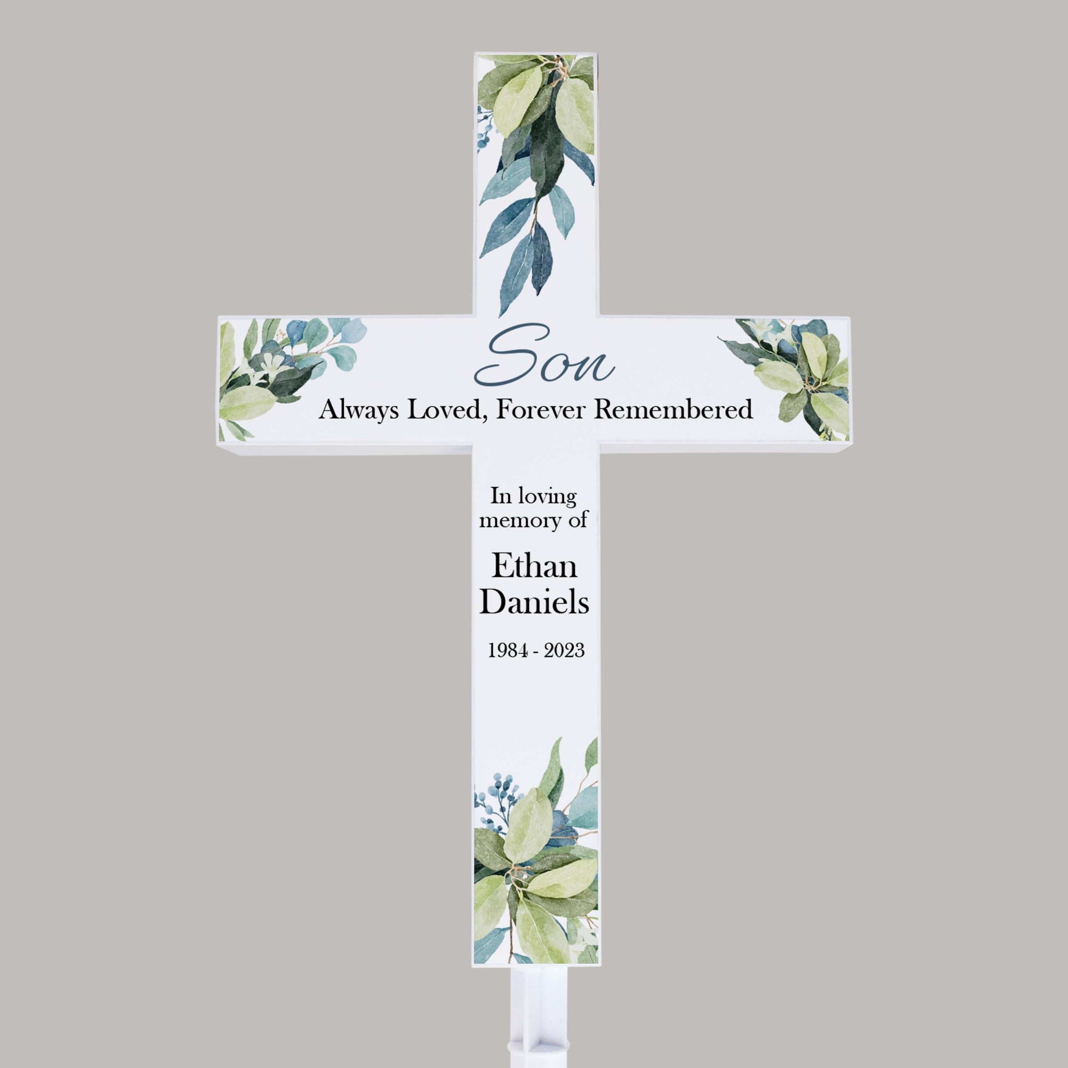 Personalized “Son Forever Remembered” Memorial Solar Cross — 28 Collective
