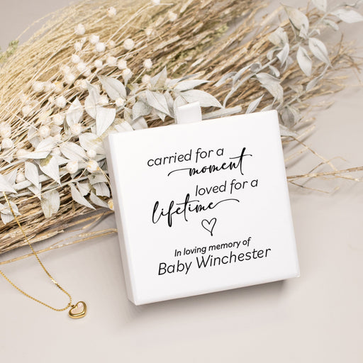 Personalized Pregnancy Loss Gold Heart Necklace Gift Set