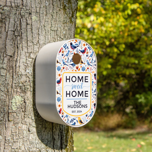Personalized bird house home sweet home gift in white