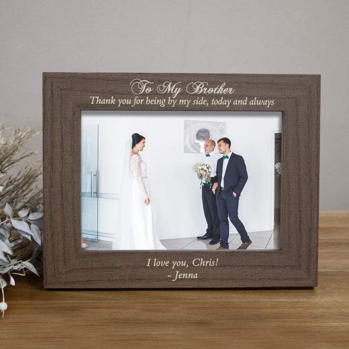 Personalized brother wedding picture frame in brown horizontal