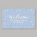 Personalized dorm room welcome mat with a blue floral pattern