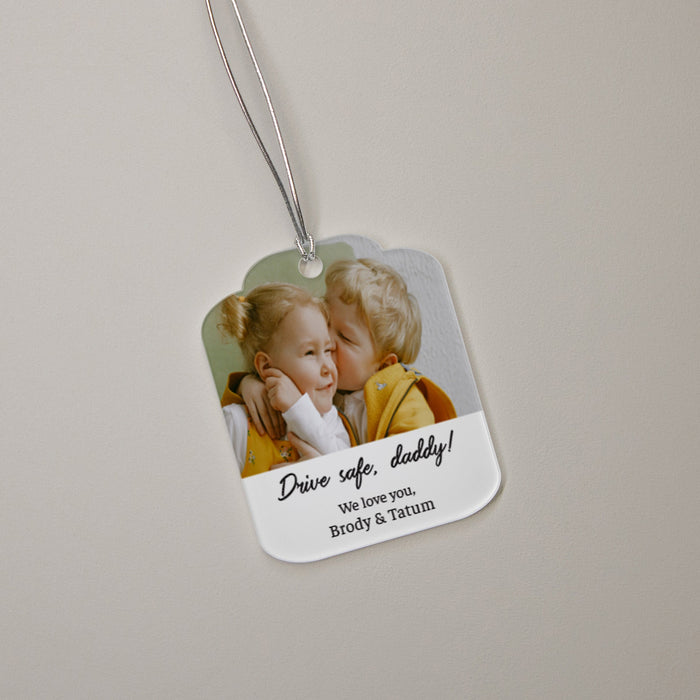 Personalized Drive Safe, Daddy Car Ornament with Photo
