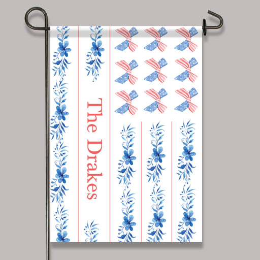 Personalized floral USA Garden Flag