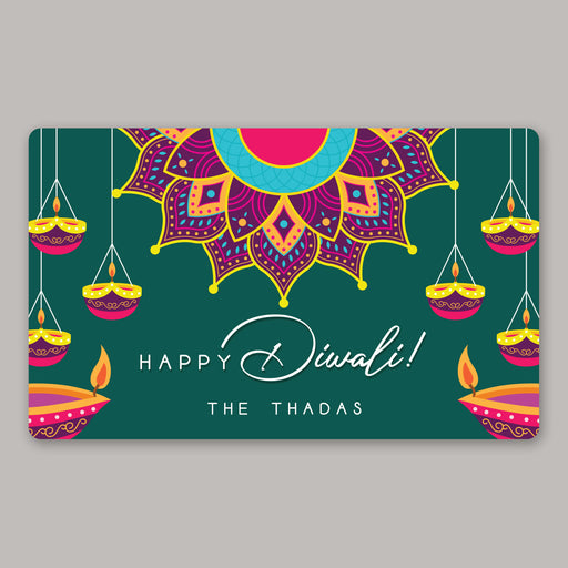 Welcome Mat with Diwali design featuring colorful patterns and 'Happy Diwali!' text.