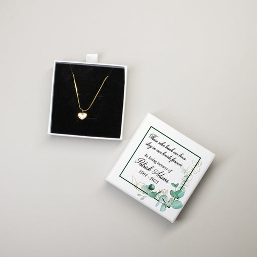 Personalized Memorial Heart Necklace Gift Box Set with Hearts Forever quote