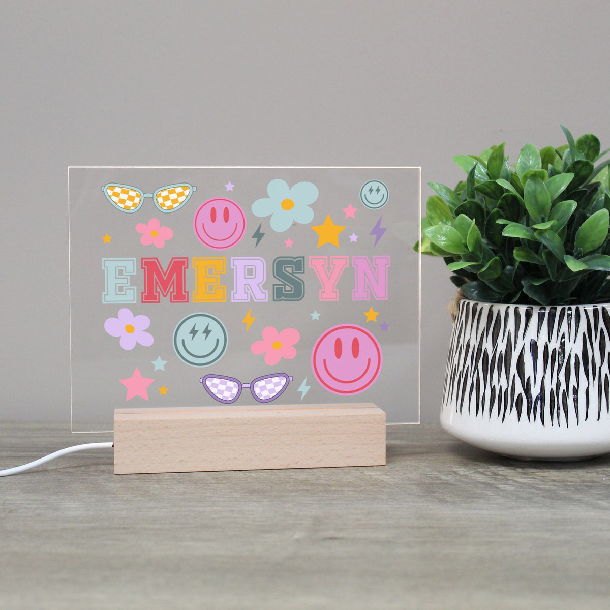 Personalized Preppy Pattern LED Light for Girl's Bedroom — 28 Collective