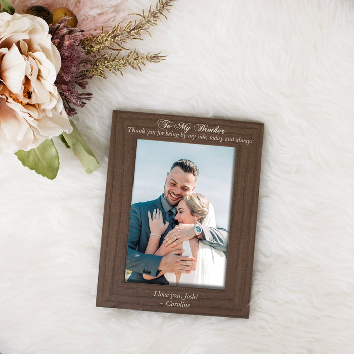 Personalized To My Brother Wedding Picture Frame in Brown 5x7 Vertical