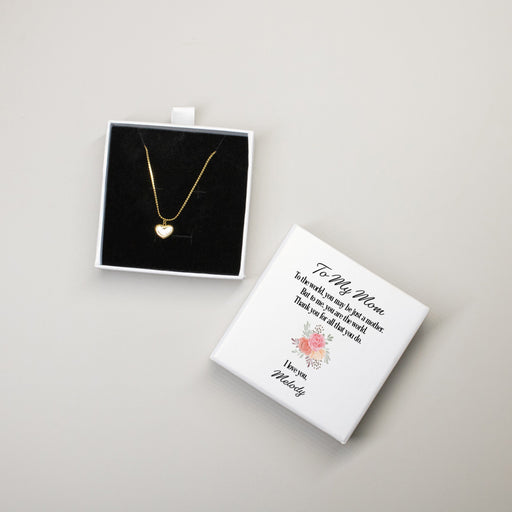 Personalized To My Mom Gold Heart Necklace for Mother's Day