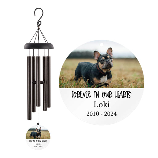 Pet forever in our hearts photo wind chime in black