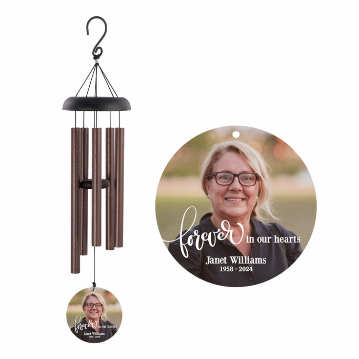 Personalized "Forever in Our Hearts" Photo Memorial Wind Chime