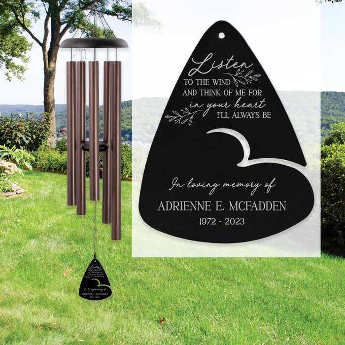 Personalized “Listen to the Wind” with Leaves Memorial Wind Chime