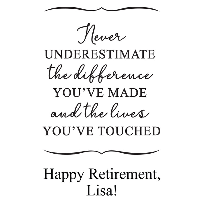 Personalized "Never Underestimate the Difference" Retirement Lantern