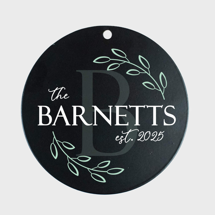 round sail for bird bath with last name printed for wedding or housewarming gift