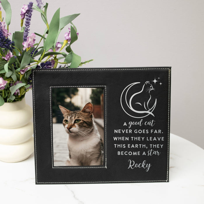 Personalized "A Good Cat"  Memorial Picture Frame in black and silver