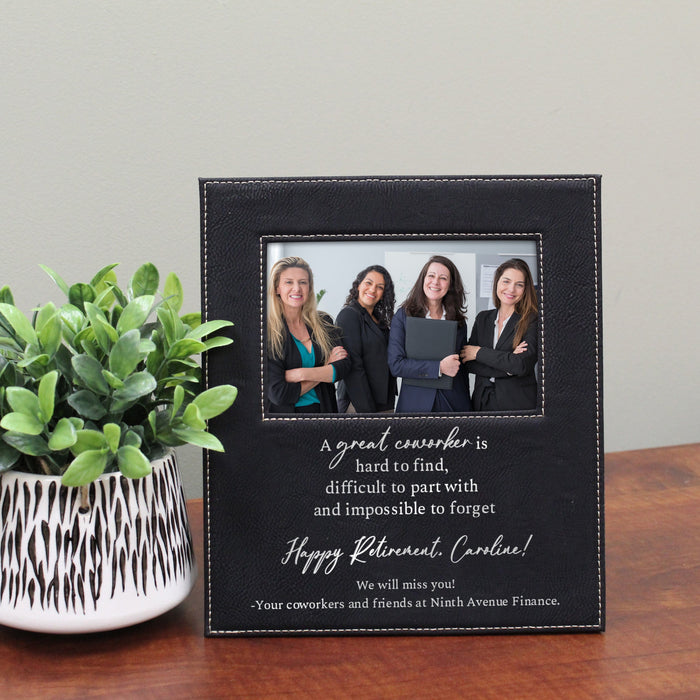 Black + Silver Personalized Great Worker Coworker Retirement Picture Frame