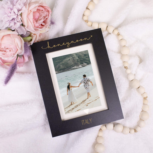 honeymoon picture frame personalized with location