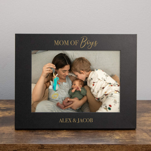 mom of boys picture frame with engraved names
