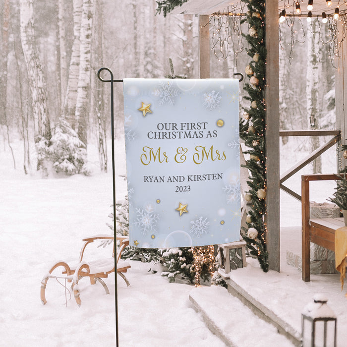 Personalized "First Christmas as Mr & Mrs" Garden Flag