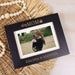 Personalized photo frame with a photo of a woman and dog that says dog mom and is personalized with mom and dogs names