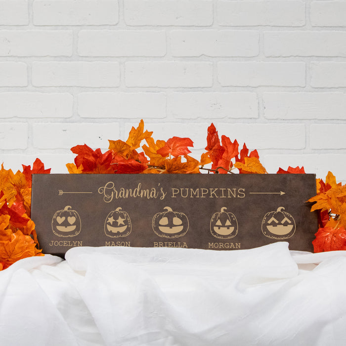 Personalized Grandmas Pumpkins Wall Sign