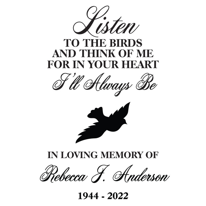 Personalized "Listen to the Birds" Memorial Bird Feeder