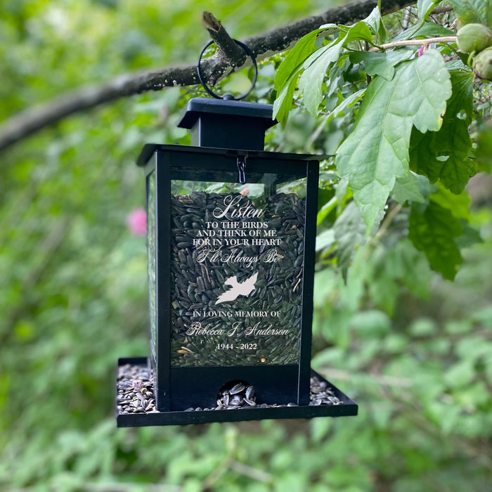 Personalized "Listen to the Birds" Memorial Bird Feeder