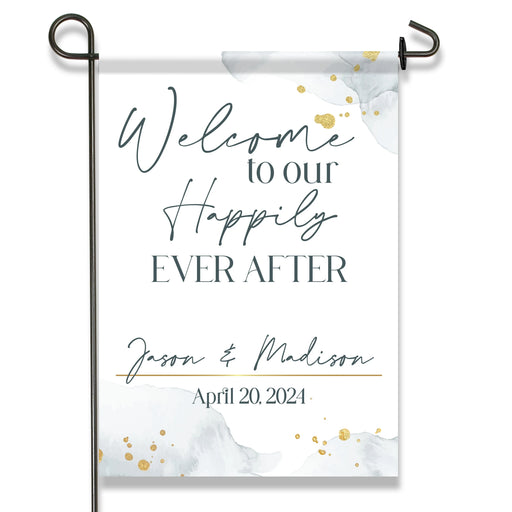 Personalized Happily Ever After Wedding Welcome Flag
