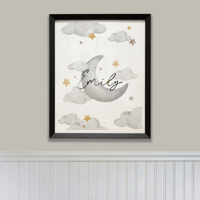 Personalized Moon and Stars Wall Sign or Digital File