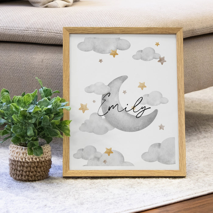 Personalized Moon and Stars Wall Sign or Digital File