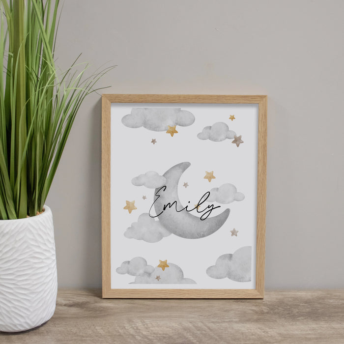 Personalized Moon and Stars Wall Sign or Digital File