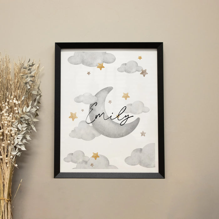 Personalized Moon and Stars Wall Sign or Digital File