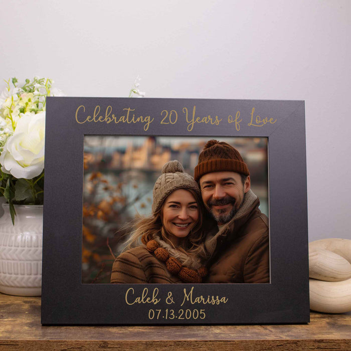 Personalized anniversary photo frame in black large 8x10