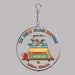 round acrylic suncatcher with chain and hook printed with teacher's name and classroom encouragement in front of a gray background