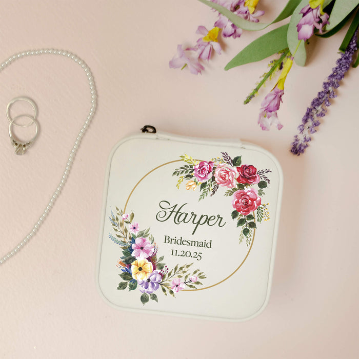 bridal party gift jewelry box custom made with name and wedding date