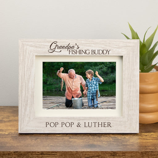 personalized names on fishing buddy picture frame for pap