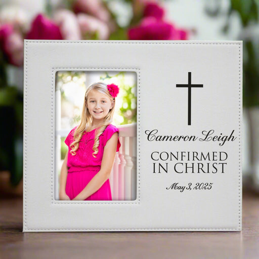 White Personalized Confirmed In Christ Picture Frame