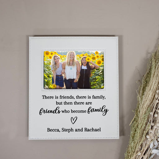 Personalized Friends Who Become Family Picture Frame in white with black font