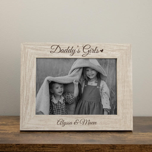 daddy's girls picture frame with names and a heart