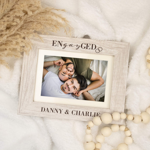 personalized engagement picture frame for gay couple mr and mr 