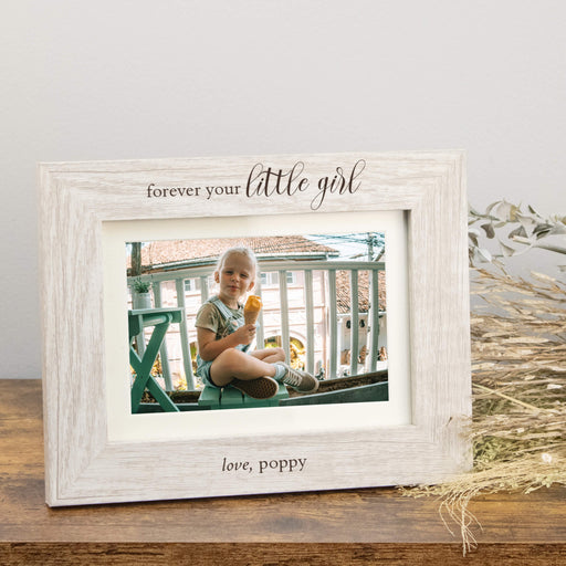 white picture frame engraved with forever your little girl and girls name