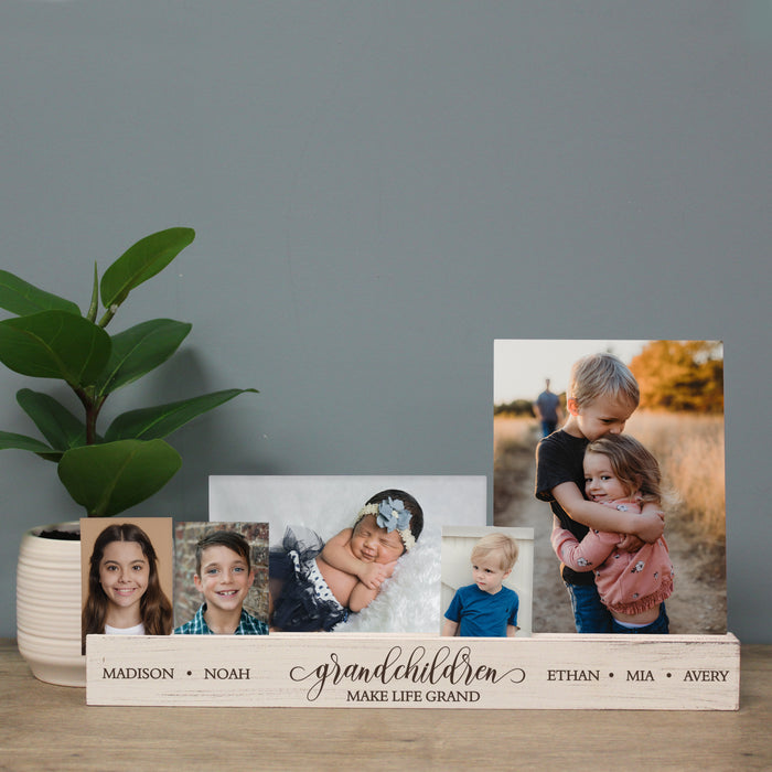 Personalized "Grandchildren Make Life Grand" Wooden Photo Bar
