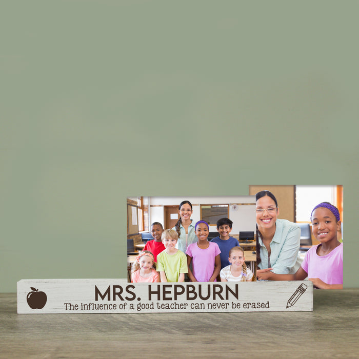 Personalized Influence of a Teacher Wooden Photo Bar