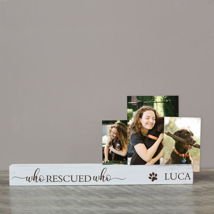 Personalized "Who Rescued Who" Pet Photo Bar