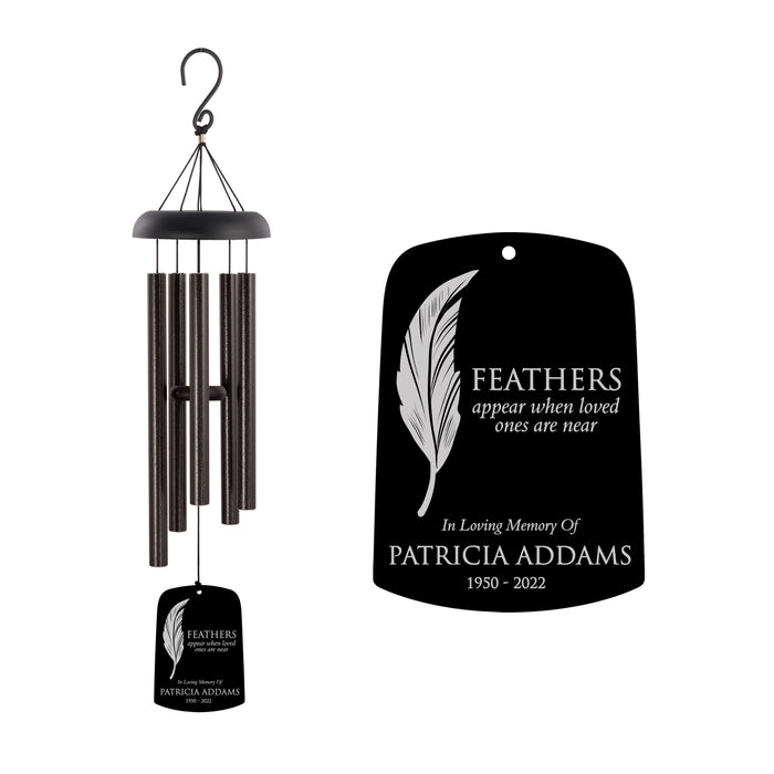Personalized "Feathers Appear" Memorial Wind Chime
