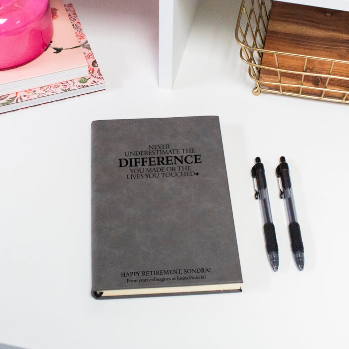 Personalized "Never Underestimate The Difference You Made..." Retirement Journal